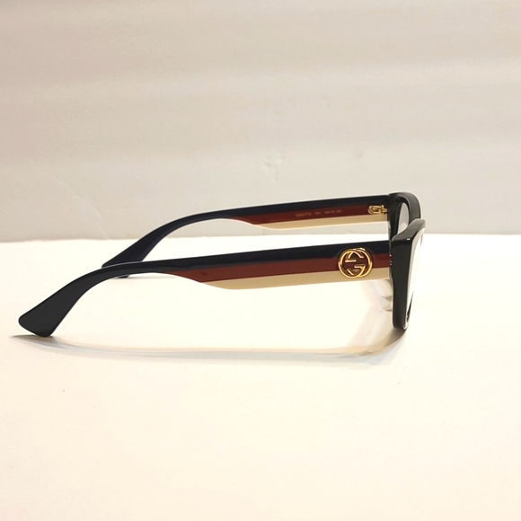 Authentic Gucci Black Blue Red Cream Stripe Logo Optical Frames - Picture 6 of 13